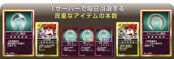 1サーバーで毎日当選する貴重なアイテムの本数