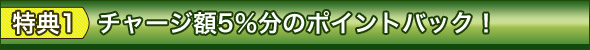 チャージ額5%分のポイントバック!