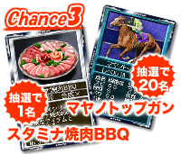 スタミナ焼肉BBQ、マヤノトップガンをプレゼント